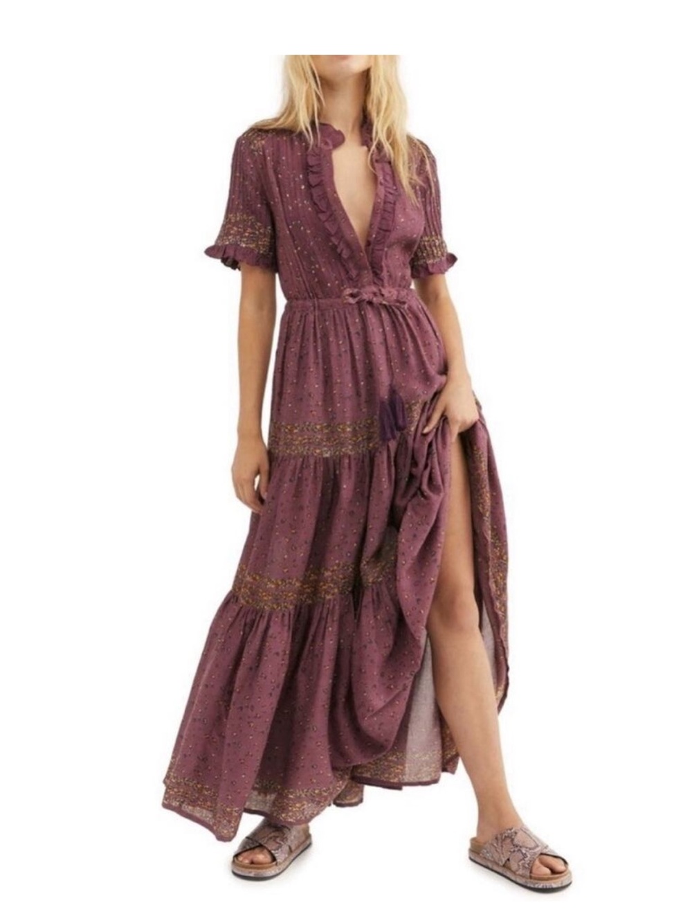 Free People Fall Maxi Dress in Plum Purple/maroon - Medium